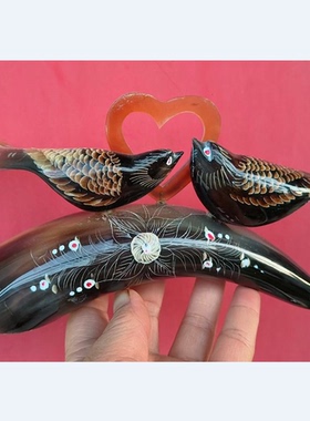 原角切割手工雕刻喜上眉梢摆饰