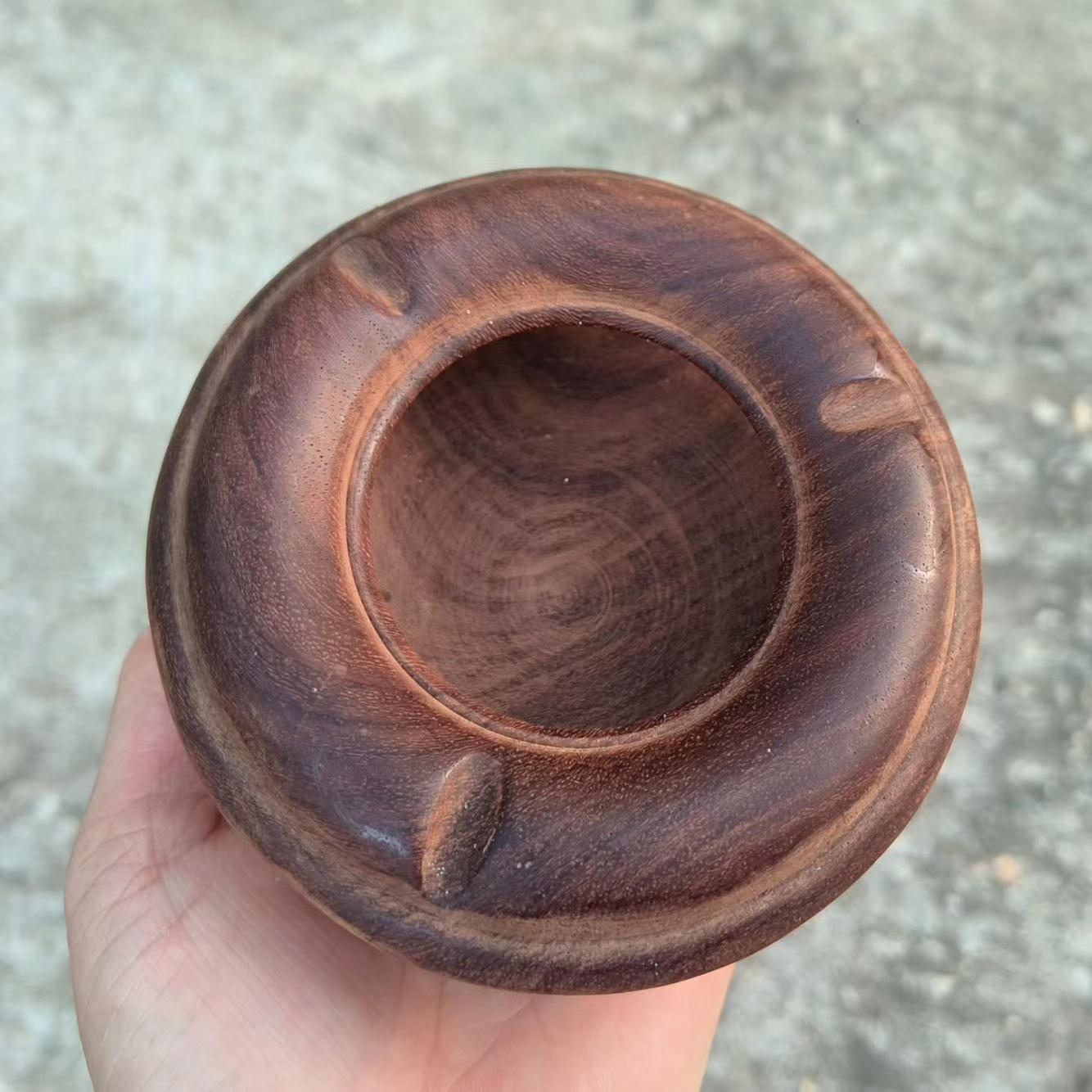 正宗缅甸花梨木烟灰缸 大果紫檀漂亮金丝水波纹烟缸 草花梨木雕