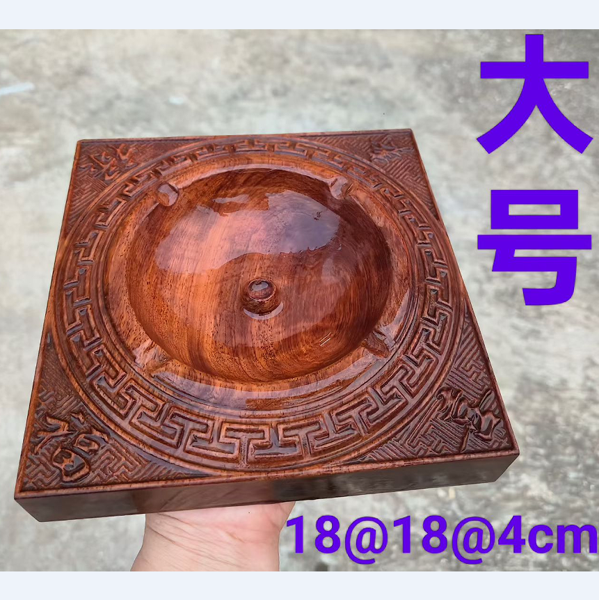 正宗缅甸花梨木烟灰缸 福到了大果紫檀烟缸木雕摆件 草花梨红木雕