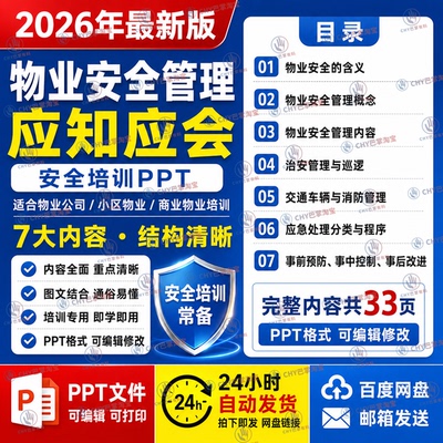 2026新版物业安全管理应知应会培训PPT课件电子版资料