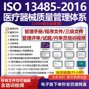 ISO 13485-2016医疗器械质量管理体系全套文件模板内审员培训视频