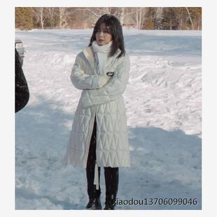 归路谭松韵归晓同款2023年冬季韩版显瘦M绗线收腰长款滑雪羽绒服