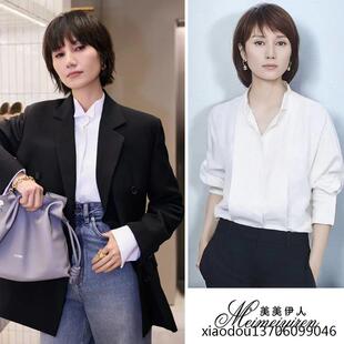 2024潮袁泉同款白色衬衫女2024春秋季新款设计感小众上衣轻奢高女