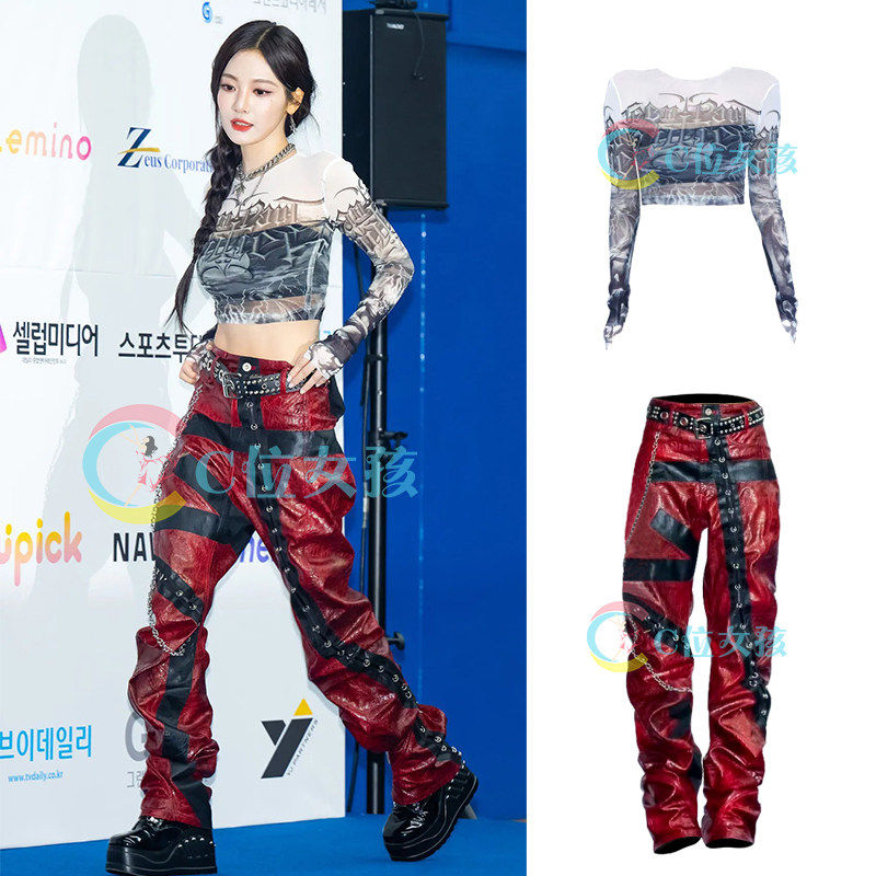 夏款团宁艺卓同款peo打服台表装女surnva歌kpop路演爵士舞演出服