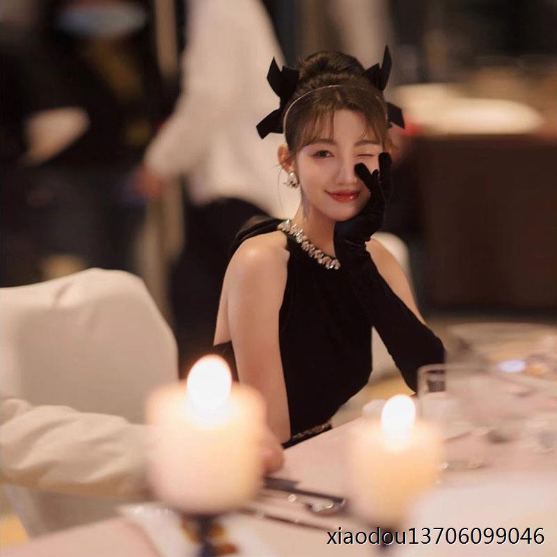 新款黑色晚礼服女高端法