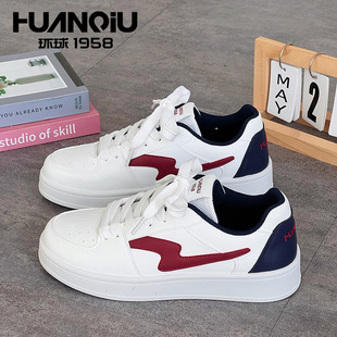 环球闪电设计透气小白鞋男款板鞋2025新款超火百搭校园轻便休闲鞋