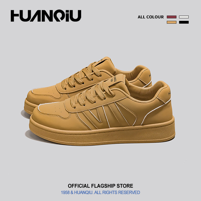 环球棕色透气小白鞋男鞋2025新款爆款男士休闲鞋百搭轻便舒适板鞋