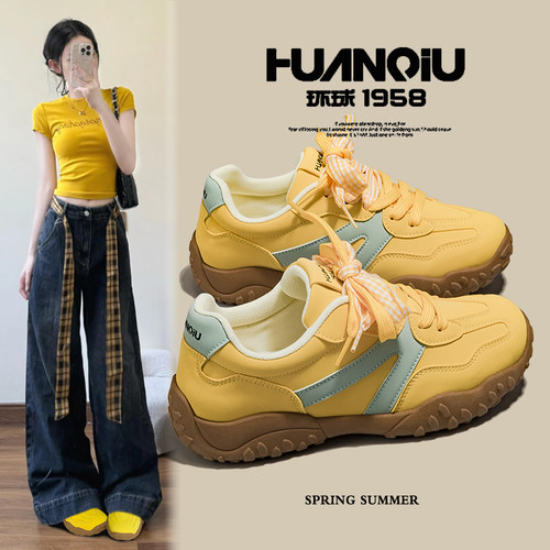 环球运动登山鞋女2025新款德训鞋百搭韩版ins轻便防滑户外休闲鞋