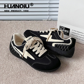 百搭轻便舒适板鞋 环球黑色原创设计感ins潮阿甘德训鞋 女2025新款