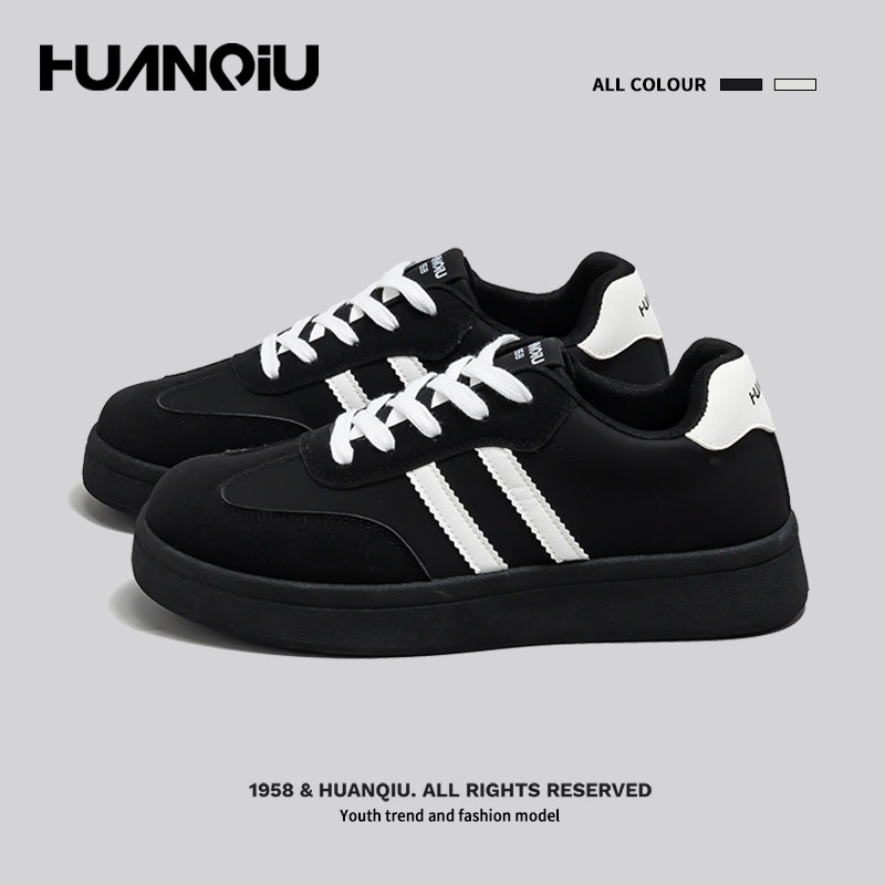 环球德训鞋子男鞋2026春秋新款百搭小白鞋轻便休闲风男士厚底板鞋