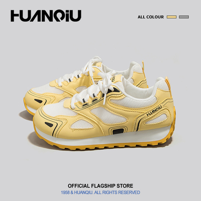 环球黄色vibe风鞋子颜控透气老爹鞋女2025秋季新款百搭轻便运动鞋