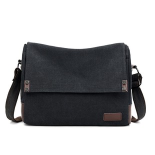 2026横款方形翻盖帆布大容量波士顿男式单肩斜挎A4文件办公通勤包