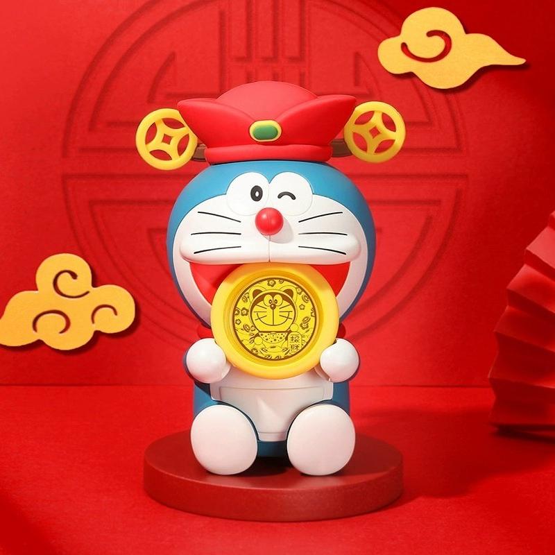 潮宏基哆啦A梦黄金摆件足金金币萌趣财神正版联名生日