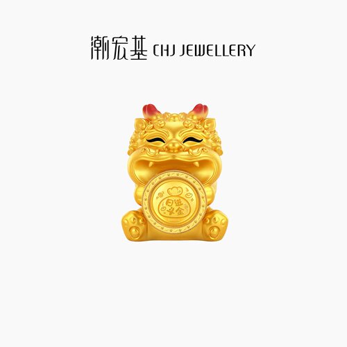 潮宏基好事发生聚财吞金兽黄金貔貅足金入户摆件好运礼物