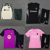 套装 背心t恤梅西运动短裤 夏 训练服砍肩无袖 足球服巴萨迈阿密短袖