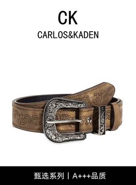 CARLOS&KADEN原创美式复古棕色腰带设计感小众美拉德y2k风皮带女