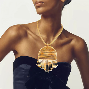 欧美夸张流苏镶钻吊坠项链宴会饰品新娘项链耳钉套装 necklace