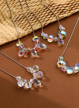 跨境亚马逊水晶外贸春夏项链饰品百搭简约水晶吊坠高级感水晶项链