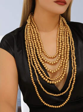 波西米亚多层手工串珠长款木珠