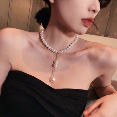 项链女锁骨链ins性冷淡风h项链女k金necklace women accessories