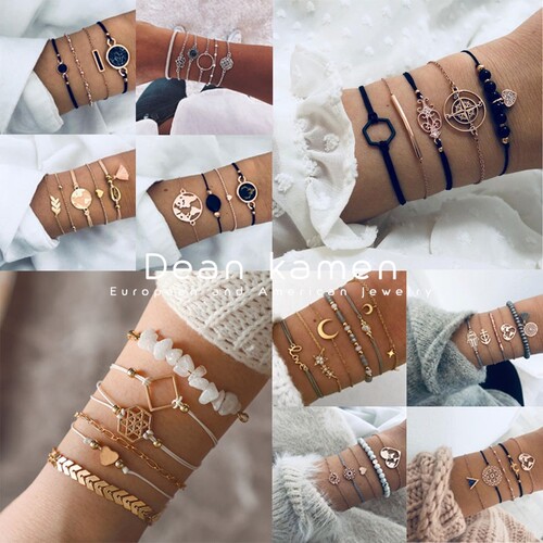 5件套套装个性莲花爱心串珠手链Love bracelet combination women - 封面