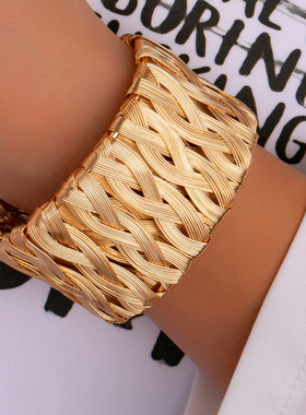 欧美外贸大牌开口铁丝编制电镀手镯 手环 bracelet women jewelry