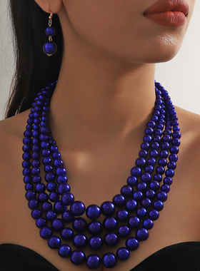 欧美时尚个性长款串珠项链毛衣链饰品necklace women earrings