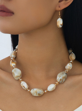 欧美不规则染色亚克力复古风耳环