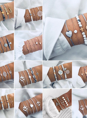 欧美新款组合女船锚编织情侣手链Anchor woven lovers Bracelet