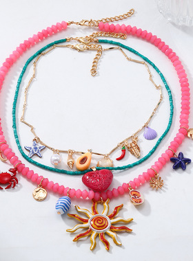 ZA欧美风多层沙滩度假项链女贝壳