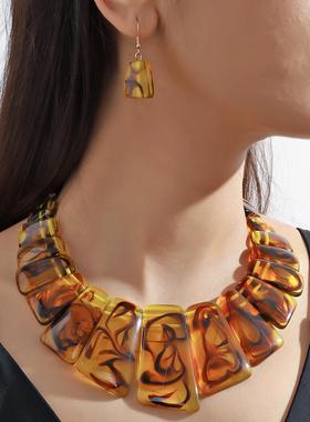 复古个性夸张搭配锁骨链项链耳坠套装女necklace sets women2025