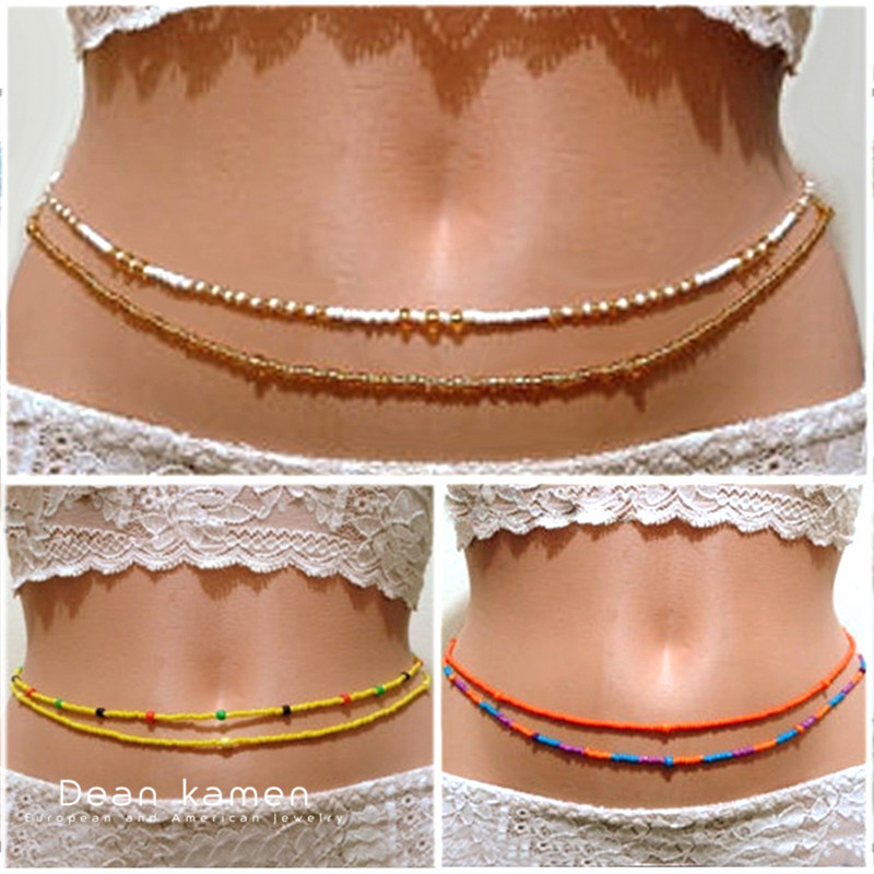 波西米亚米珠腰链女身体链欧美simple Measly waist chain women