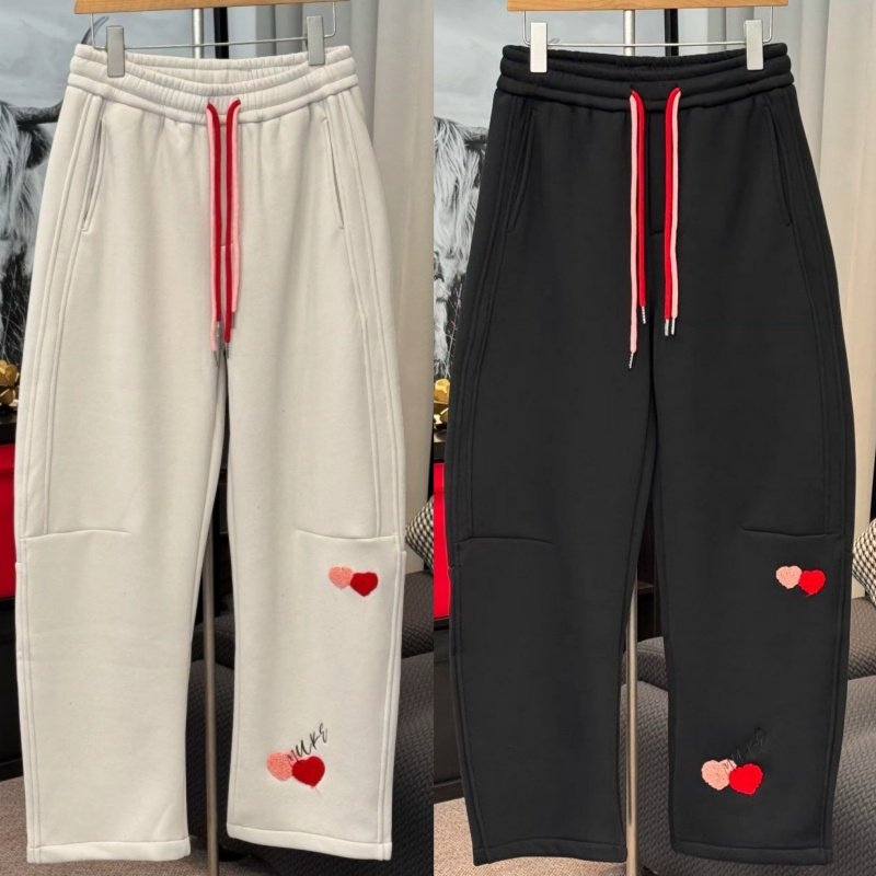 加绒加厚卫裤男士植绒贴布阔腿弯刀裤青年美式百搭保暖休闲长裤男