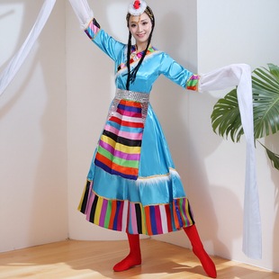 藏族舞蹈演出服装 藏族水袖 女 少数民族表演服装 蒙古舞蹈服装 新款