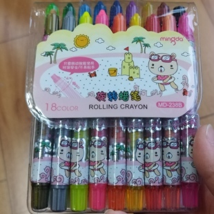 mingda 明达儿童旋转蜡笔 12色 18色 24色安全画笔彩色学生用幼儿