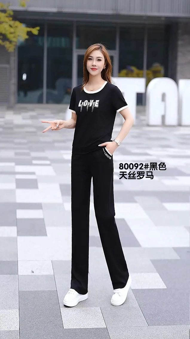 2025宇玲儿夏季休闲运动套装女士中老年妈妈洋气减龄阔腿裤跑步服