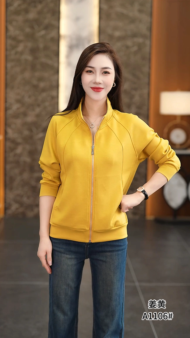 宇玲儿高端休闲卫衣外套女秋2025年新款时尚百搭正肩上衣立领运动
