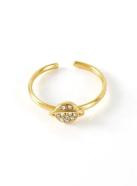 镶钻戒指个性百搭网红女钛钢新款轻奢款ins风不锈钢18k开口戒时尚