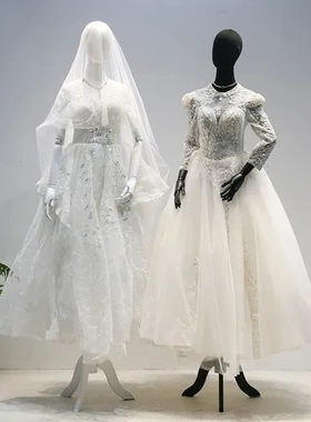 礼服展示架婚纱女人体架子模特服装店黑白色橱窗人台模特道具全身