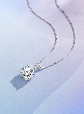 S925纯银毛衣链2项链克拉心单钻波光粼粼八意大利箭女式八秋四爪