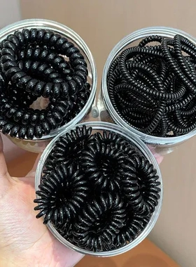 女头绳发绳简约气质黑色皮套扎头发电话线无痕高弹力皮筋头饰发圈