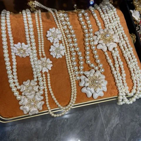 白色项链仙气锁骨链戒指耳环镶钻法式花朵珍珠山茶花优雅滴油,饰品/流行首饰/时尚饰品新,项链,淘宝优惠券,粉丝福利购,淘宝优惠卷