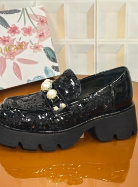 5434/5CM漆皮断码撤柜清仓处理圆头单鞋女鞋皮鞋粗跟一脚蹬女时尚