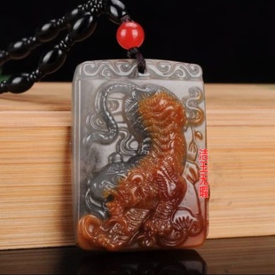 黄色玉虎吊坠生肖虎挂件虎虎生威玉石挂件玉虎玉佩男女玉坠玉佩