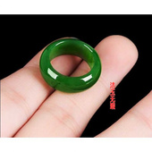 绿色戒指和田玉色指环扳指新坑菠菜绿指环男女款 玉石尾戒仿和