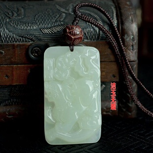 特款 和田玉色貔貅吊坠 男款 玉貔貅牌子 玉貔貅项链 玉牌 女