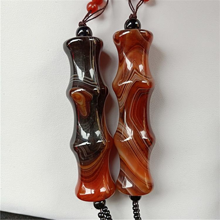 玉缘玉器缠丝玛瑙原石竹节挂件节节高纹路奇石图案手把件