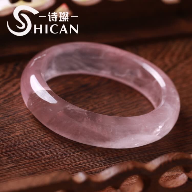 马粉水晶手镯女粉晶镯子桃花少女水晶粉色芙蓉石镯子时尚礼物