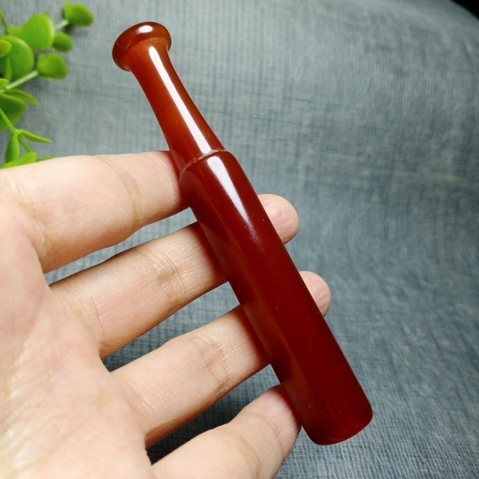天然缠丝玛瑙烟嘴过滤烟嘴循环型男士玉髓玉石烟袋嘴工艺精湛焊烟