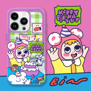 PaPaPa制造局 kulo过生日亮面卡通可爱插画手机壳适用于iPhone16promax保护套苹果15pro原创手机壳
